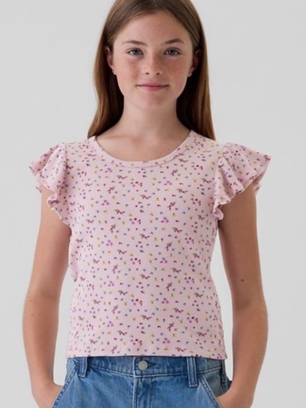 Floral Flutter Sleeve Lilac / Dusty Rose Adorable Gap Top Girl's Size 8